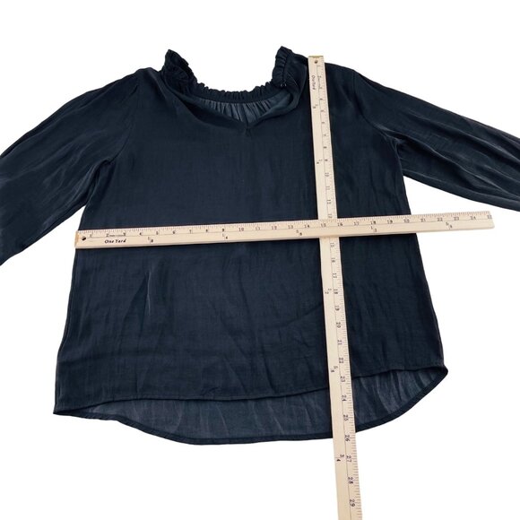 Maison DAmélie Womens Blouse With Ruffled Collar Long Sleeves Black sz medium - Picture 2 of 7
